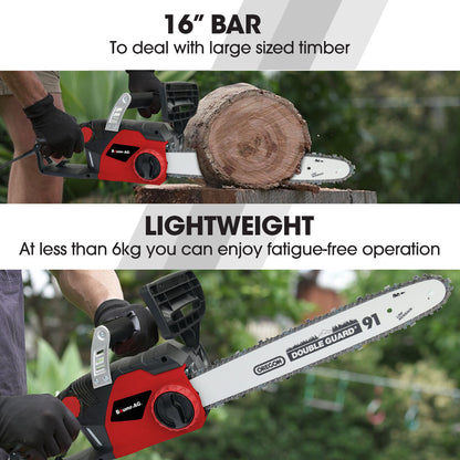 2400W Electric Chainsaw with 0.4m Oregon Bar and Chain, Lightweight Design