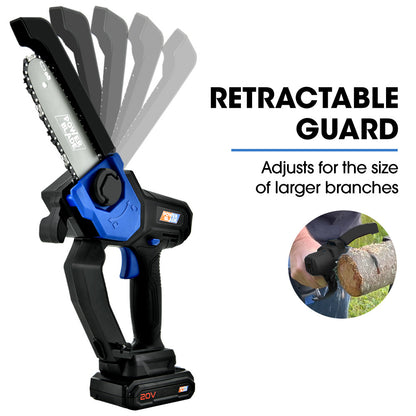 20V Cordless Mini Chainsaw with 0.15m Bar, Battery & Charger Included