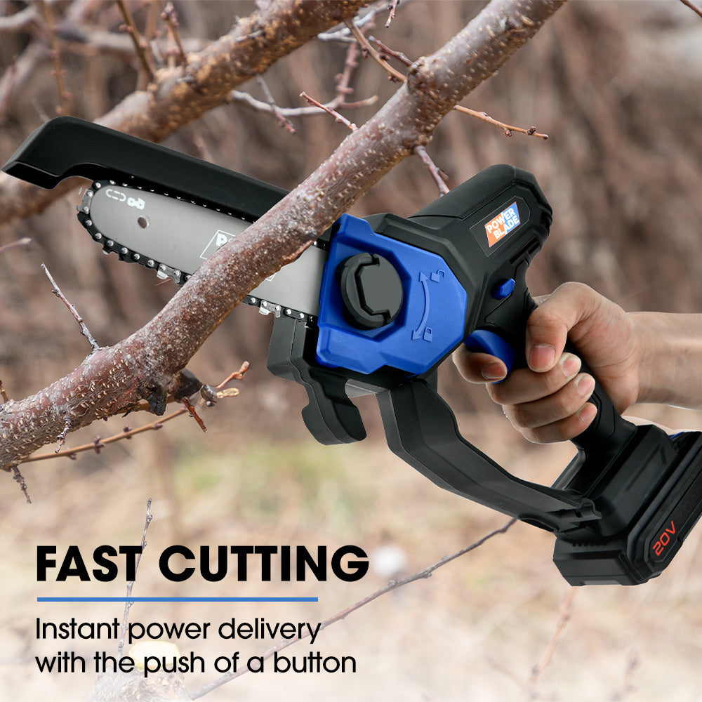 20V Cordless Mini Chainsaw with 0.15m Bar, Battery & Charger Included