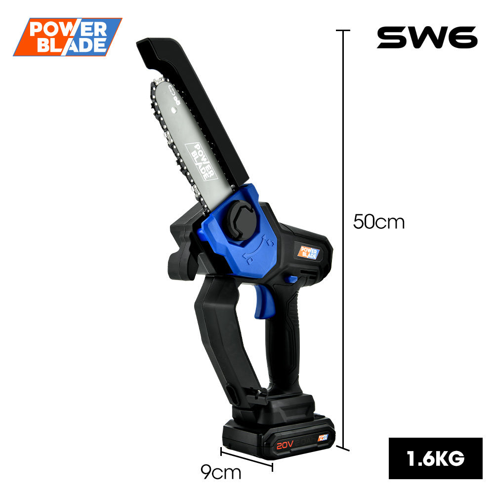 20V Cordless Mini Chainsaw with 0.15m Bar, Battery & Charger Included