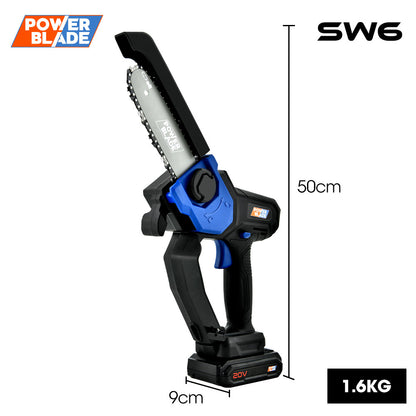 20V Cordless Mini Chainsaw with 0.15m Bar, Battery & Charger Included