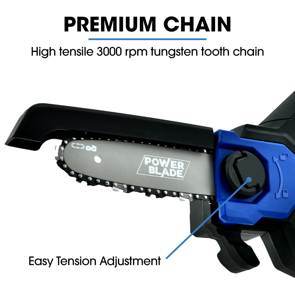 20V Cordless Mini Chainsaw with 0.15m Bar, Battery & Charger Included