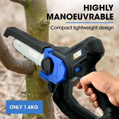 20V Cordless Mini Chainsaw with 0.15m Bar, Battery & Charger Included