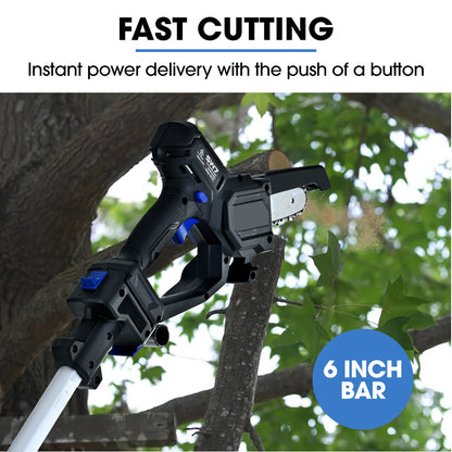 Cordless 20V Mini Chainsaw & Pole Saw Kit, Telescopic Electric Tree Pruner