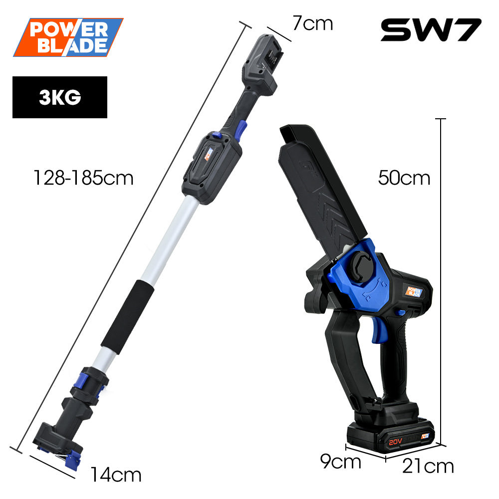 Cordless 20V Mini Chainsaw & Pole Saw Kit, Telescopic Electric Tree Pruner