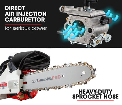 Compact 25cc Petrol Chainsaw with 0.25m Bar and Ergonomic Grip for Arborists