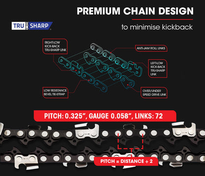 45cc Petrol Chainsaw with 0.45m Bar, E-Start, 6kg Lightweight Design