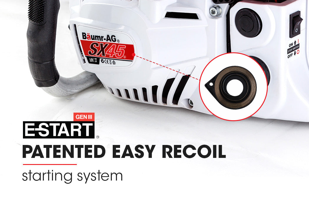 45cc Petrol Chainsaw with 0.45m Bar, E-Start, 6kg Lightweight Design