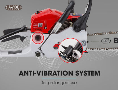 62cc Petrol Chainsaw 0.5 Meter Bar with E-Start and Safety Pack
