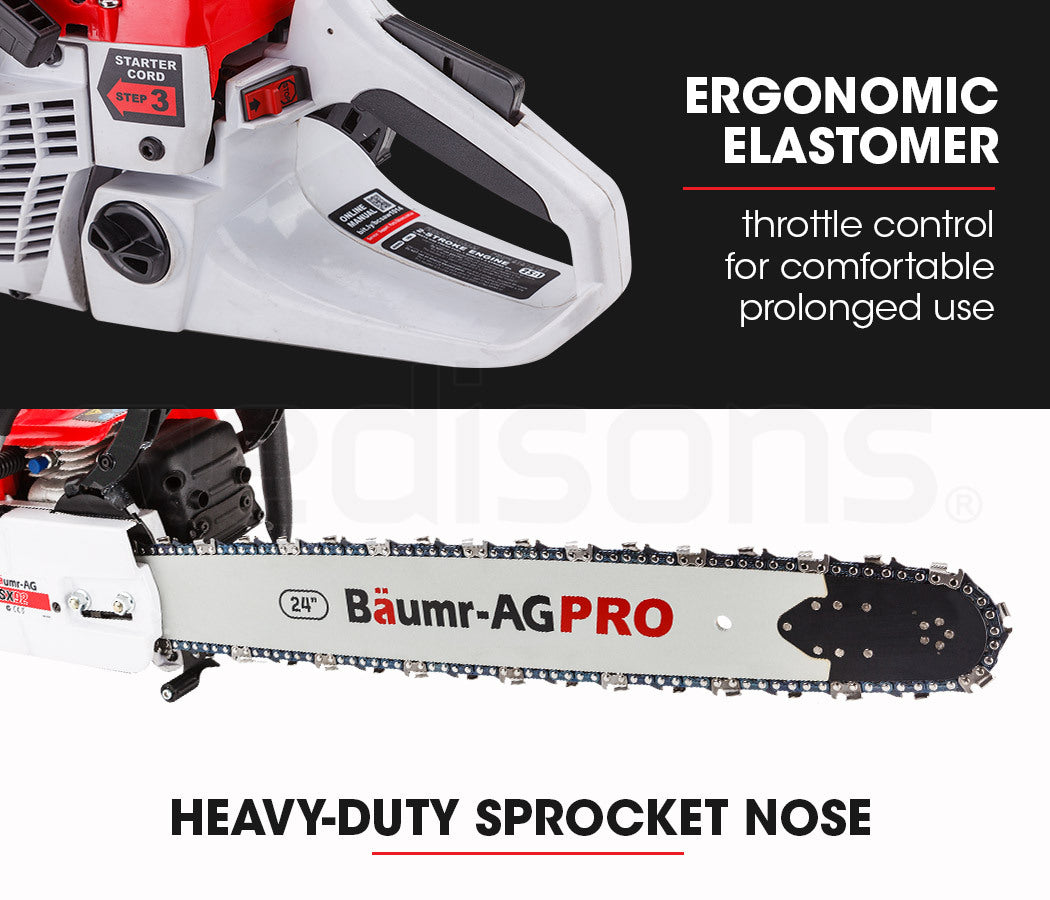 Professional Petrol Chainsaw 0.6m Bar with E-Start and Safety Pack
