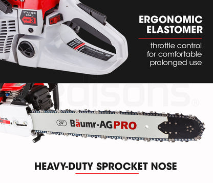 Professional Petrol Chainsaw 0.6m Bar with E-Start and Safety Pack