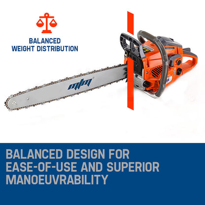 Petrol Commercial Chainsaw 0.56m Bar, E-Start for Tree Pruning and Cutting