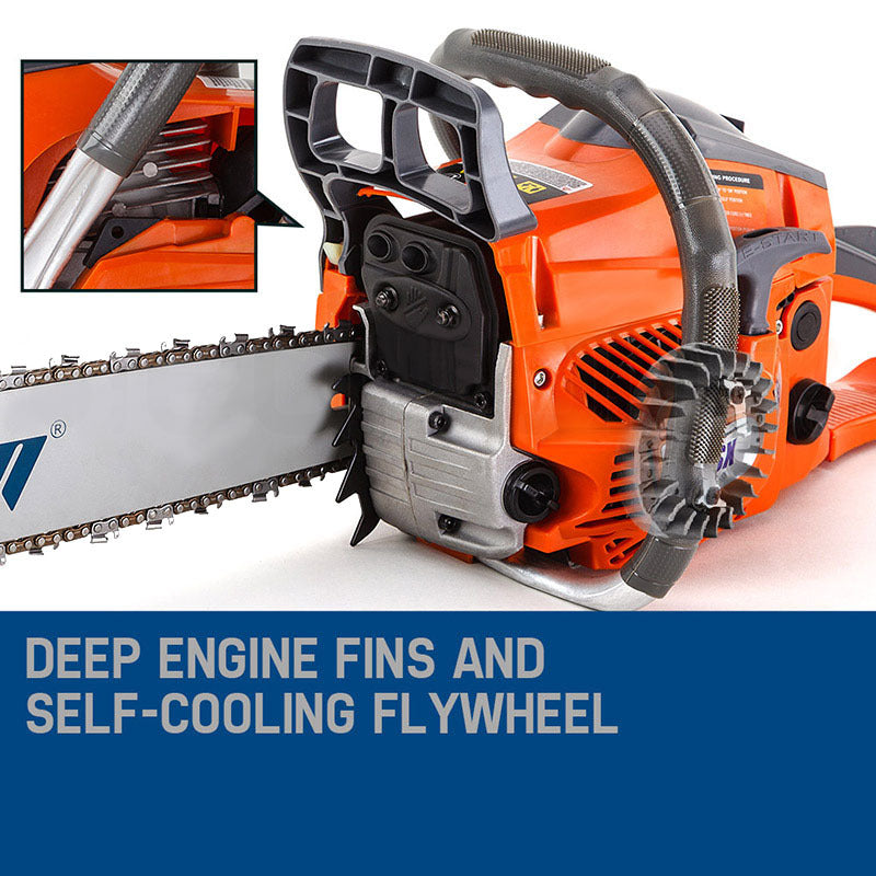 Petrol Commercial Chainsaw 0.56m Bar, E-Start for Tree Pruning and Cutting
