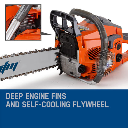 Petrol Chainsaw 0.5m Bar E-Start, 4.1HP, Anti-Vibration & Safety Brake