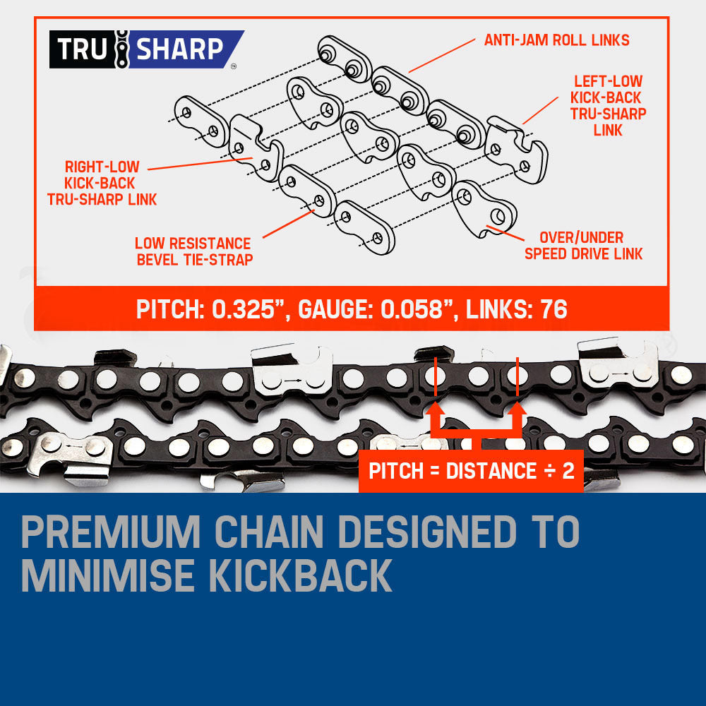 Petrol Chainsaw 0.5m Bar E-Start, 4.1HP, Anti-Vibration & Safety Brake