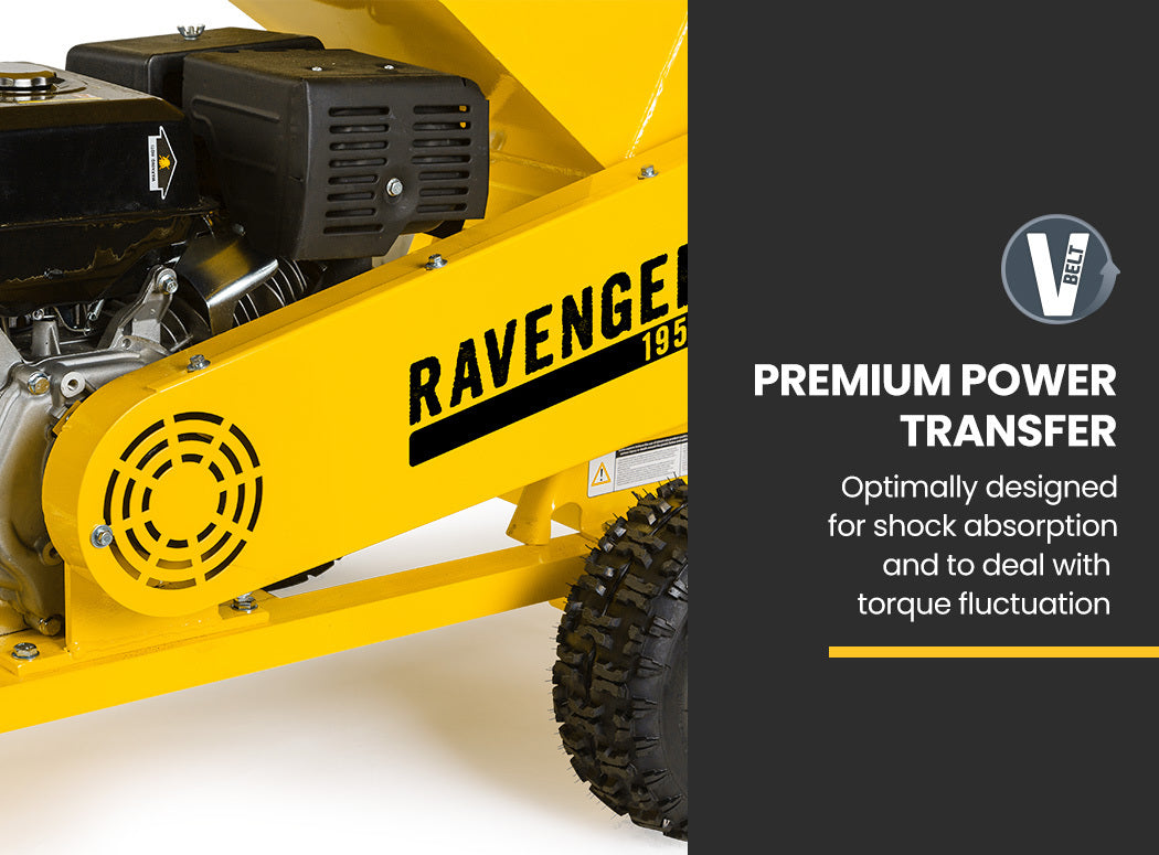 18HP 420cc Petrol Wood Chipper, Towable Tree Mulcher - Ravenger 1950 Series III