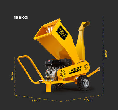 18HP 420cc Petrol Wood Chipper, Towable Tree Mulcher - Ravenger 1950 Series III