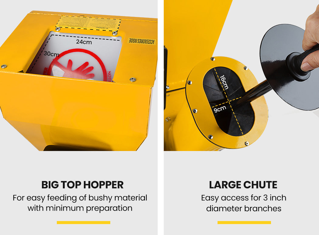 Commercial 420cc 13.4m 8.2kg Wood Chipper Mulcher with Bonus Accessories