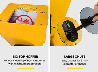 Commercial 420cc 13.4m 8.2kg Wood Chipper Mulcher with Bonus Accessories