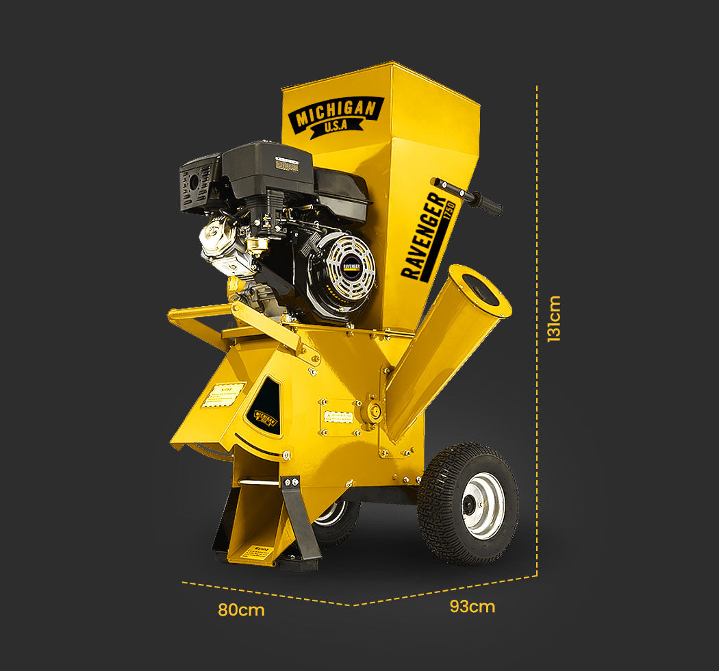 Commercial 420cc 13.4m 8.2kg Wood Chipper Mulcher with Bonus Accessories
