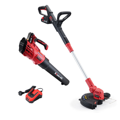 Cordless Whipper Snipper & Leaf Blower Kit with 20V Battery and Fast Charger