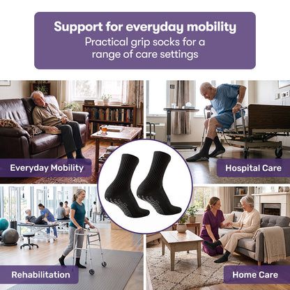 Anti-Slip Socks for Everyday Mobility, Black, US 9–11