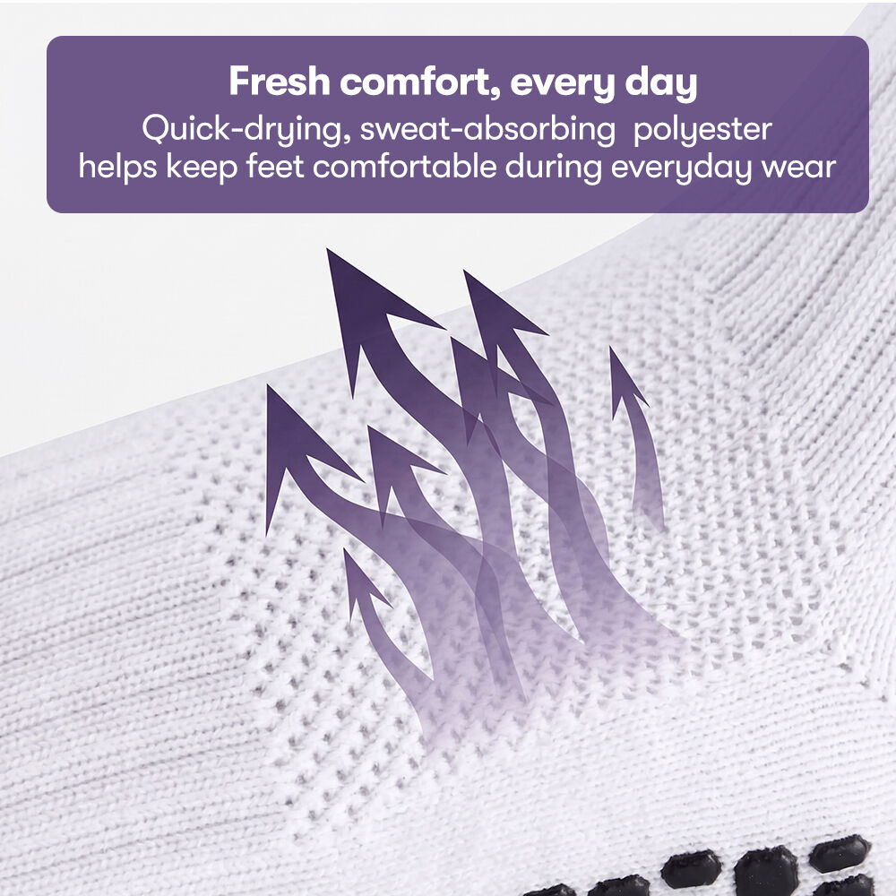 Anti-Slip Socks for Everyday Mobility, White, US 9–11