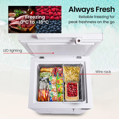 100L Portable Chest Freezer, 12V/24V/240V for RVs & Off-Grid Living, White