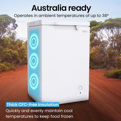 100L Portable Chest Freezer, 12V/24V/240V for RVs & Off-Grid Living, White