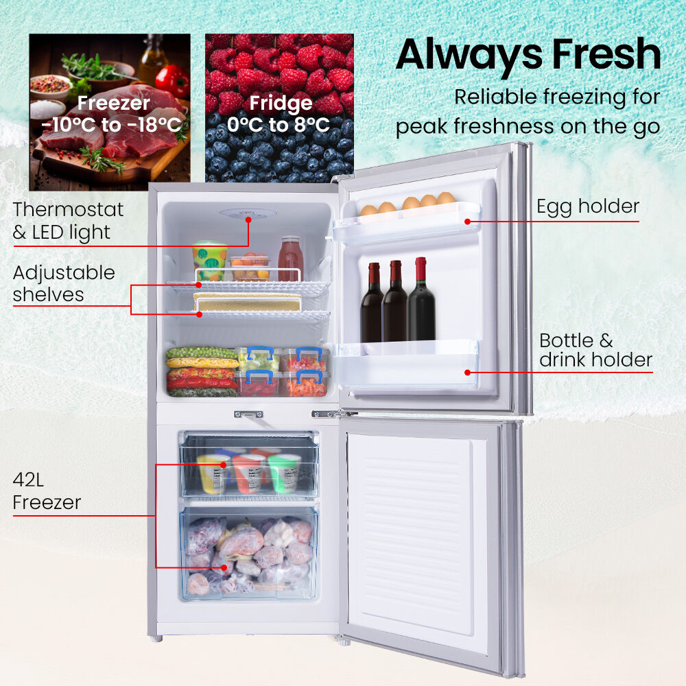 119L Portable Fridge Freezer, 12V/24V/240V for Motorhome and Caravan, Silver
