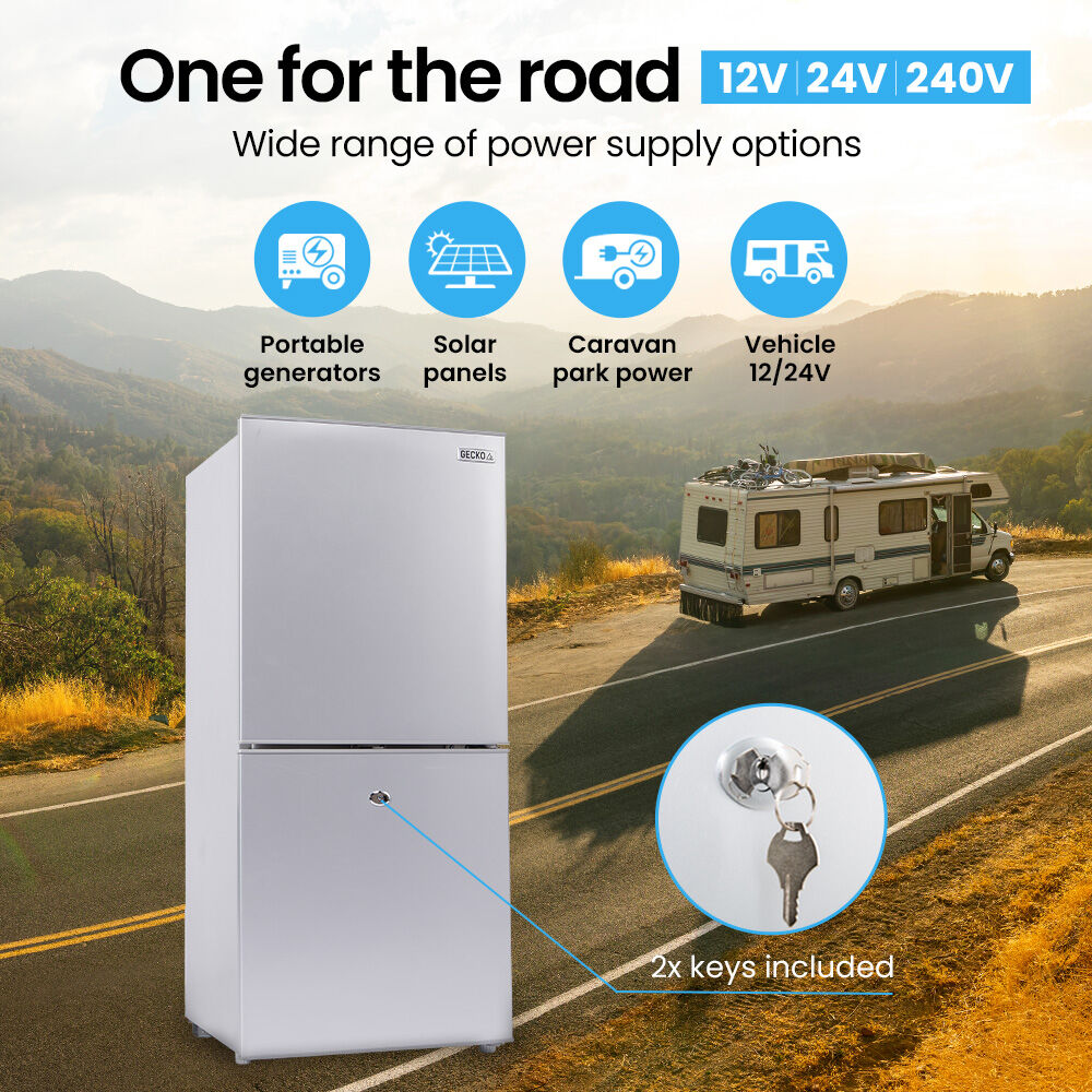 119L Portable Fridge Freezer, 12V/24V/240V for Motorhome and Caravan, Silver