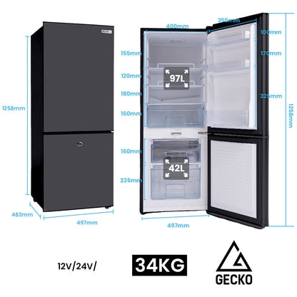 139L Upright Portable Fridge / Freezer, 12V/24V for Motorhome, Tiny Home, Off-grid and Caravan, Black