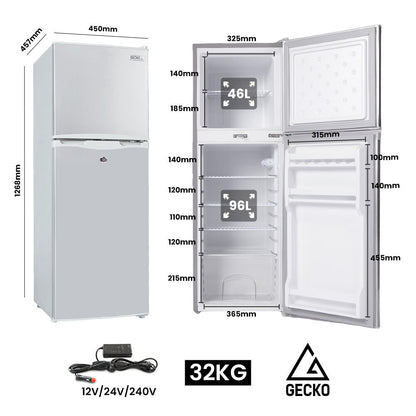 142L Portable Fridge Freezer - 0.3m/0.6m/240V for RVs & Off-Grid Living, Silver