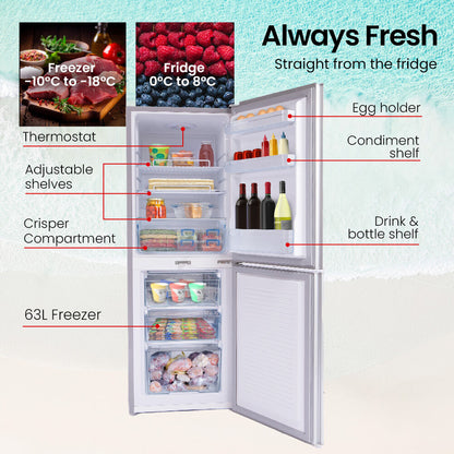 160L Portable Upright Fridge/Freezer, 12V/24V/240V for RVs and Cabins, Silver