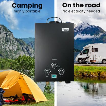 Portable Gas Camping Hot Water System with Pump & Shower Head, 6kg, Black