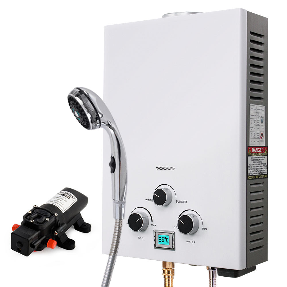 Portable Gas Outdoor Hot Water System with 12V Pump and Shower Head, 6kg