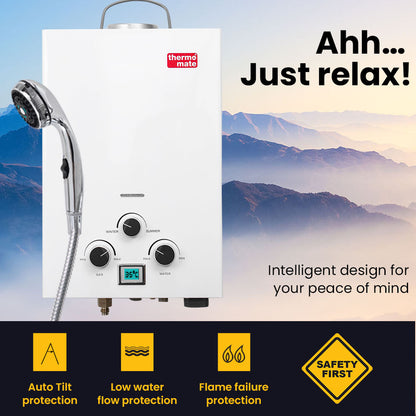 Portable Gas Outdoor Hot Water System with 12V Pump and Shower Head, 6kg