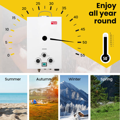 Portable Gas Outdoor Hot Water System with 12V Pump and Shower Head, 6kg
