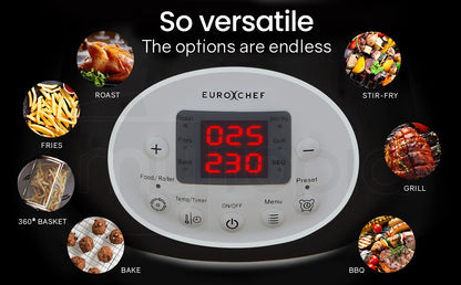 10L Digital Air Fryer with Rotisserie & Rotating Basket, 1400W, White