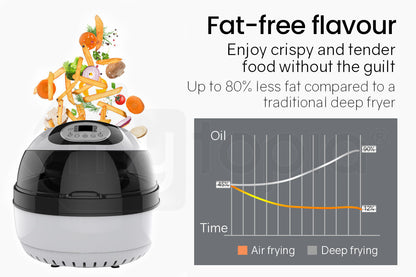 10L Digital Air Fryer with Rotisserie & Rotating Basket, 1400W, White