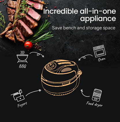 10L Digital Air Fryer with Rotisserie & Rotating Basket, 1400W, White