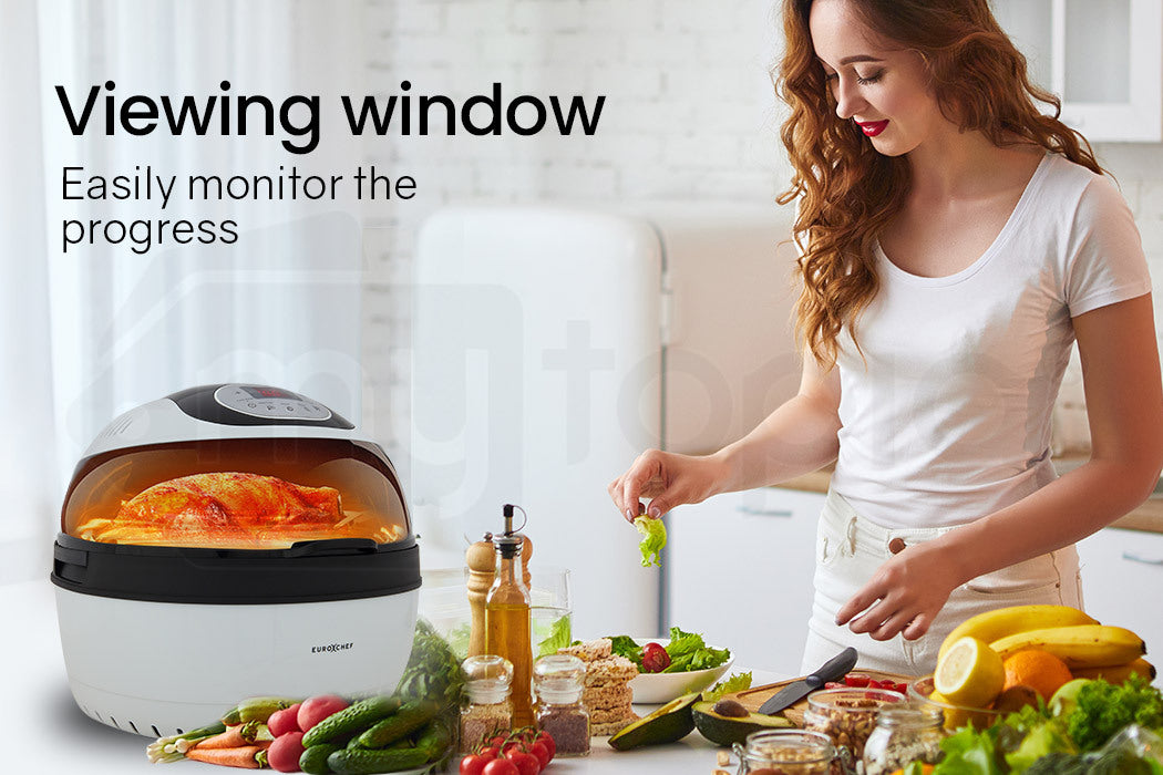10L Digital Air Fryer with Rotisserie & Rotating Basket, 1400W, White