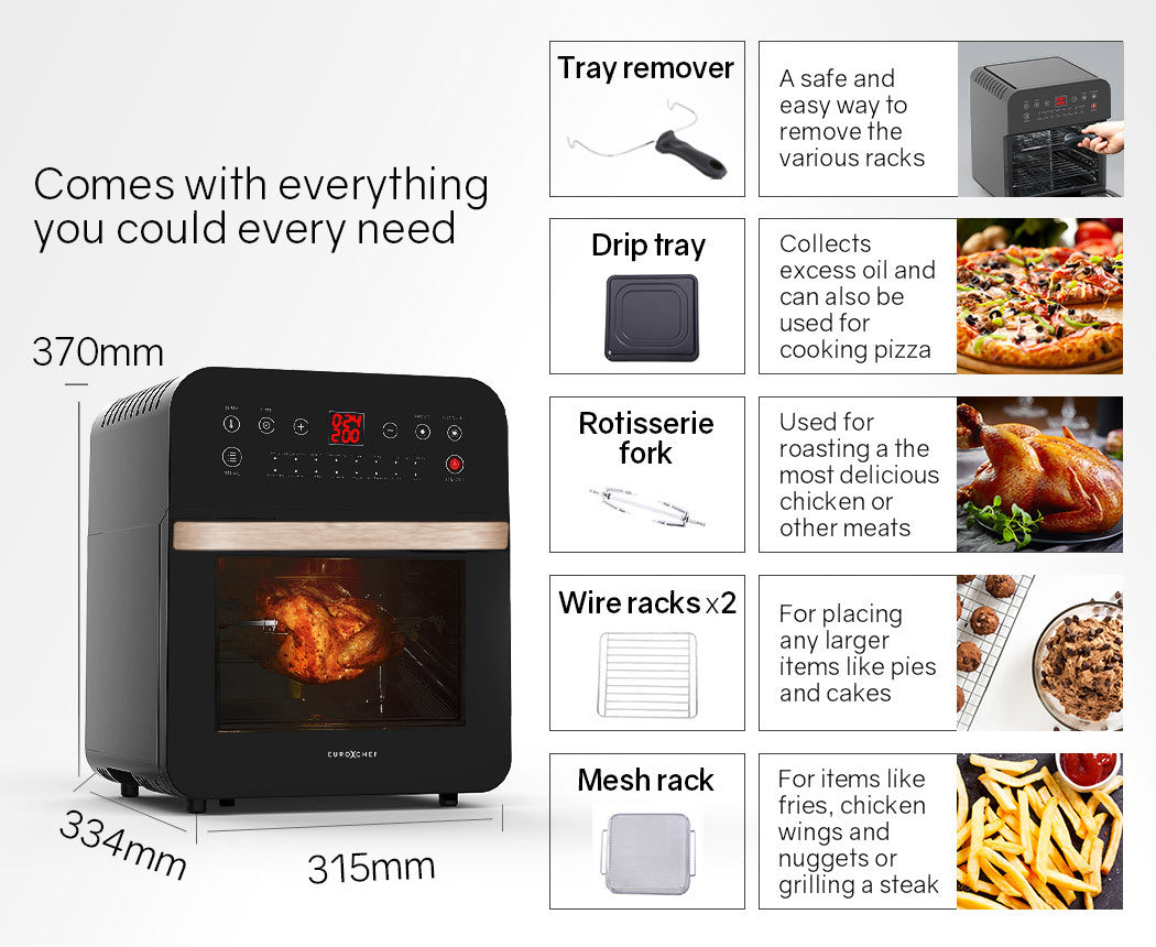 16L Digital Air Fryer with Rotisserie & 1.8 kW Power, Rose Gold