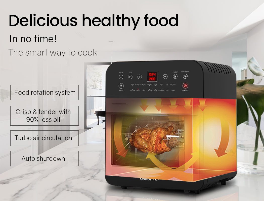 16L Digital Air Fryer with Rotisserie & 1.8 kW Power, Rose Gold