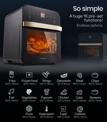 16L Digital Air Fryer with Rotisserie & 1.8 kW Power, Rose Gold