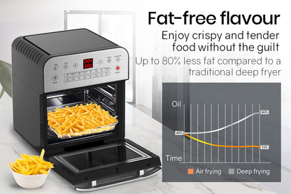16L Digital Air Fryer with Rotisserie, 1.8kW Power, Multi-Level Cooking