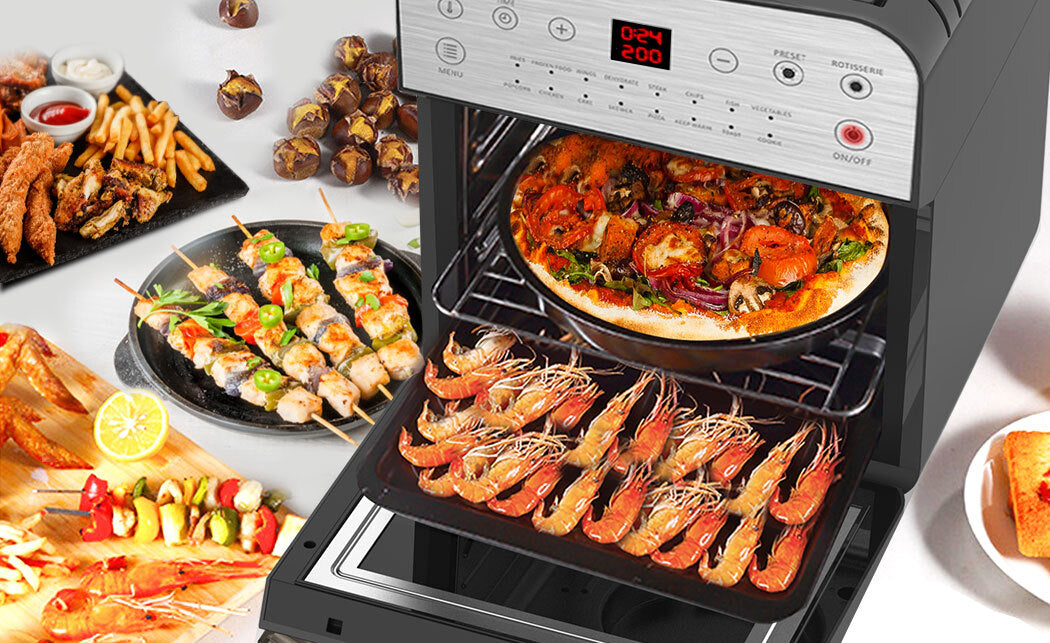 16L Digital Air Fryer with Rotisserie, 1.8kW Power, Multi-Level Cooking