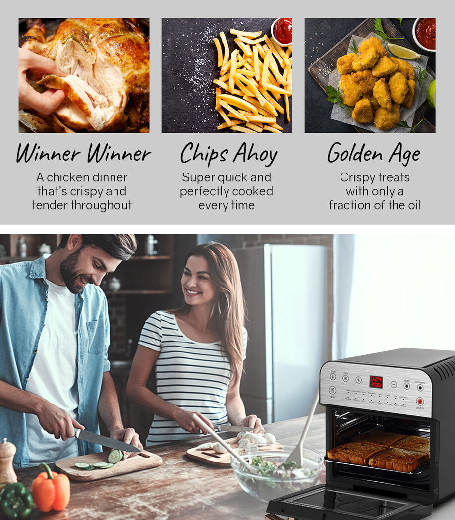 16L Digital Air Fryer with Rotisserie, 1.8kW Power, Multi-Level Cooking