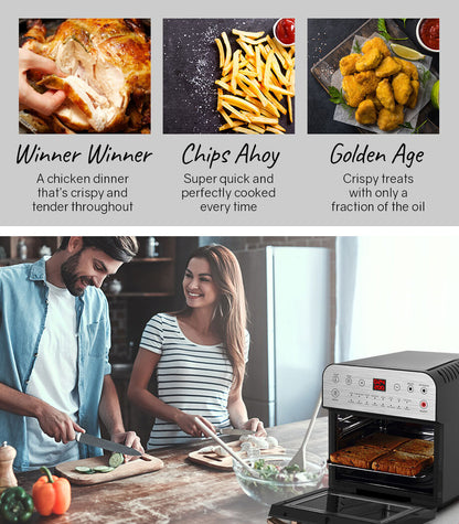 16L Digital Air Fryer with Rotisserie, 1.8kW Power, Multi-Level Cooking