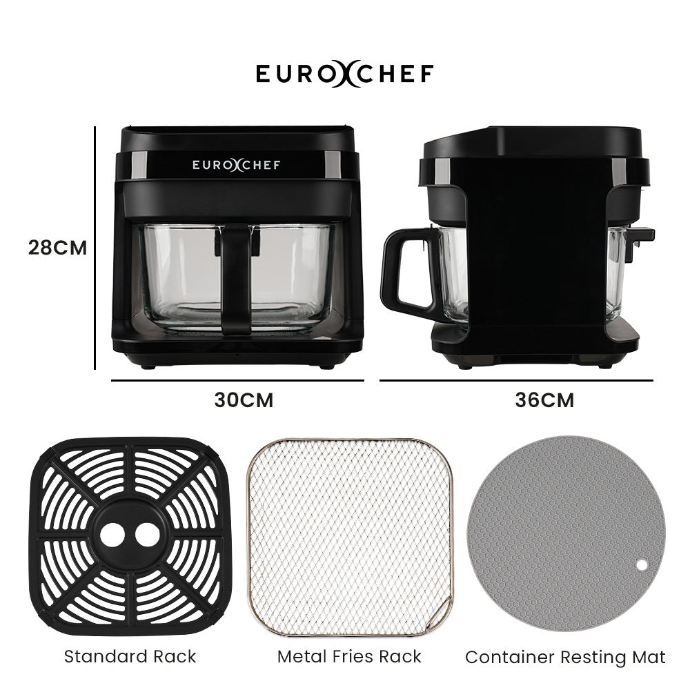 6.5L Digital Air Fryer with Glass Bowl, 1200W, 0.15m Cooking Visibility, Black